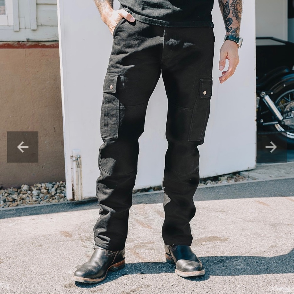 Black Iron Heart 14oz Selvedge Denim Cargo Pants Tapered Jeans(size 33)